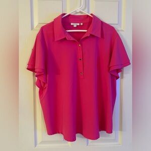 Chicos Size 4 (US size 20) - Like New short sleeve silky soft blouse in pink